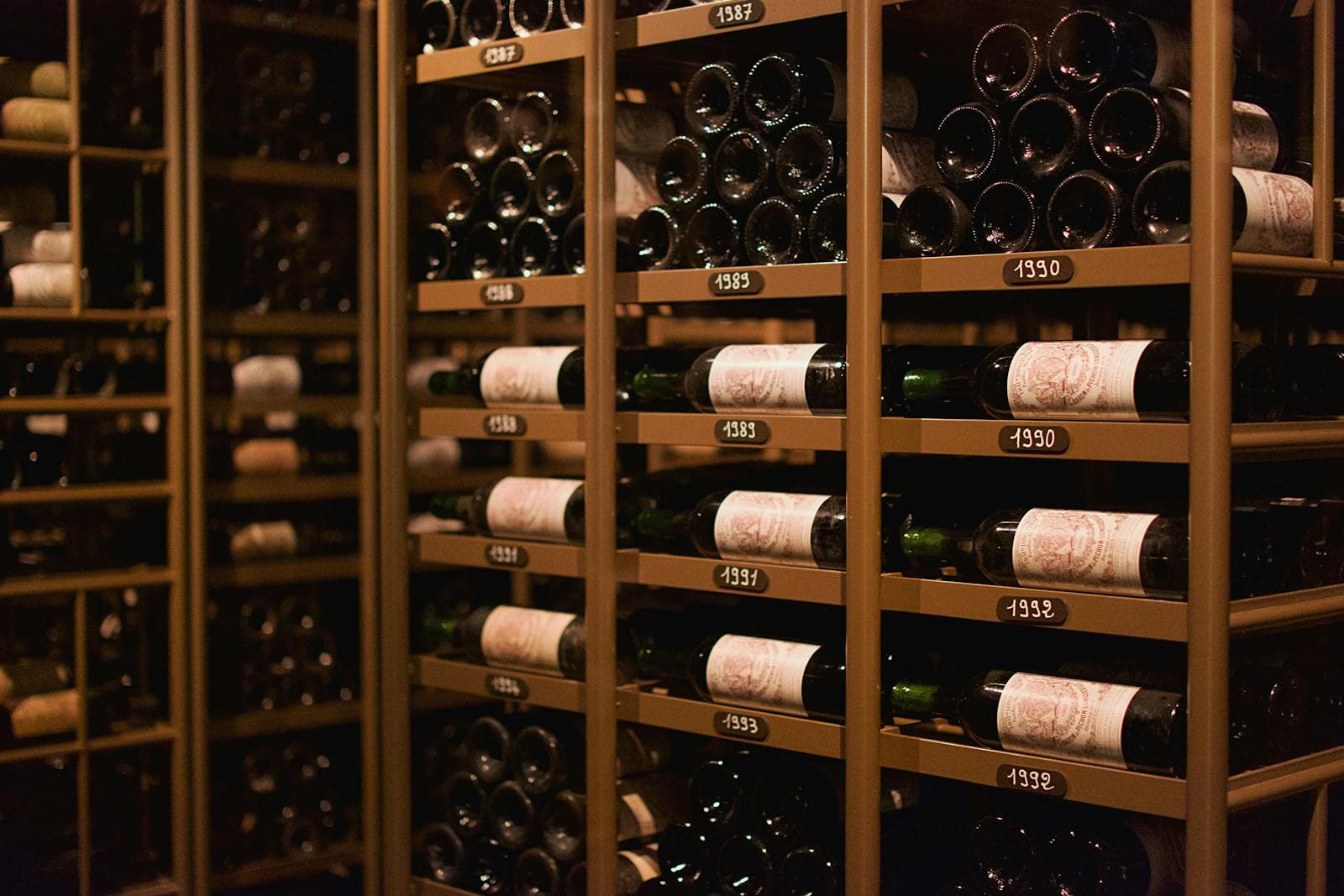 Wine cellar on Philadelphia's Main Line with traditional wood racking and stone walls