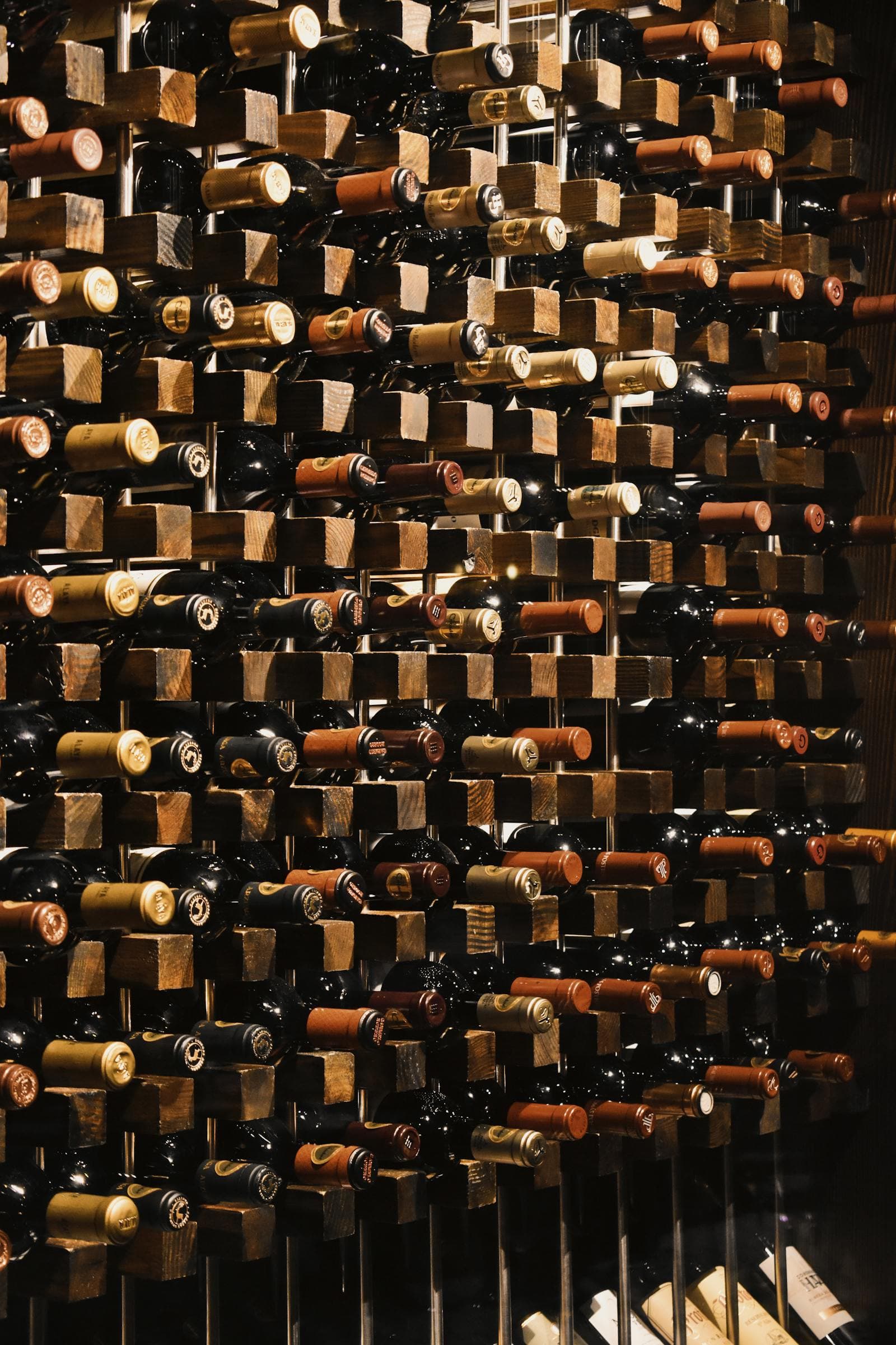 Commercial restaurant wine cellar build in New York City with full-height racking